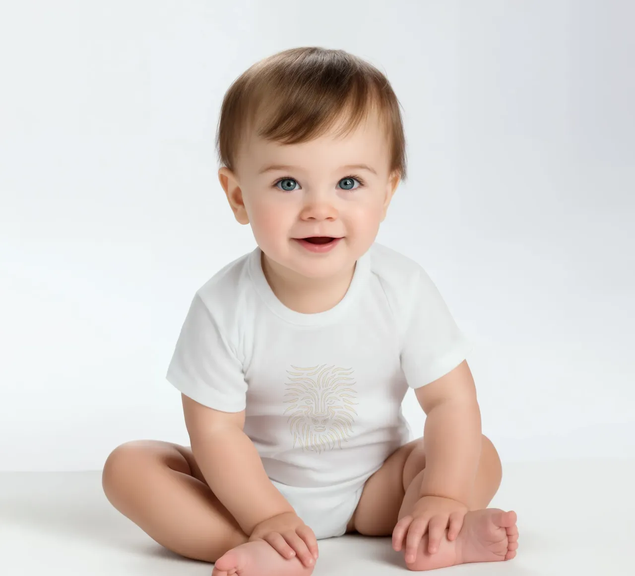 Löwen-Kopf Design Kurzarm Babybody von Autofocus