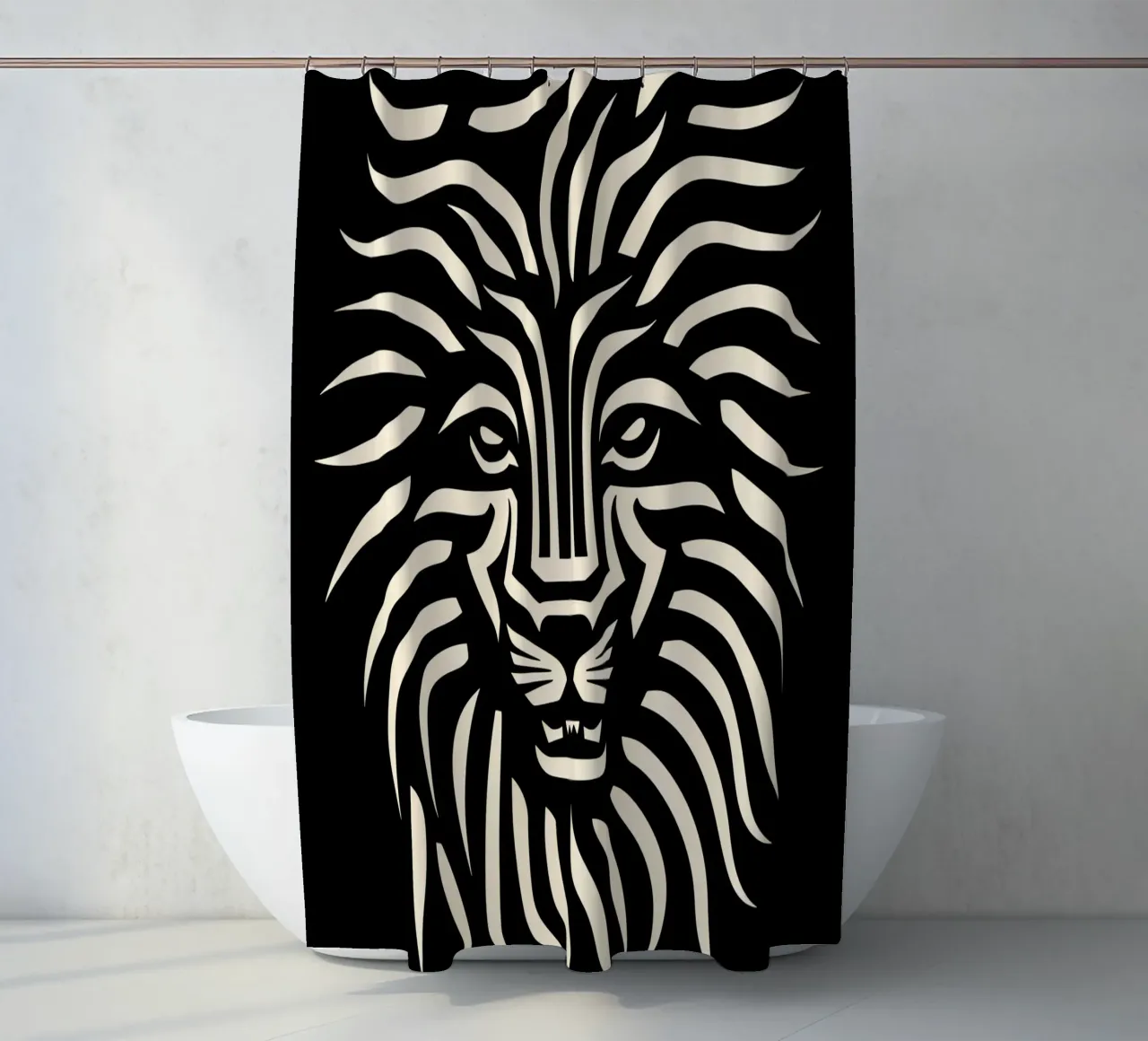 Lion head design shower curtain by Autofocus