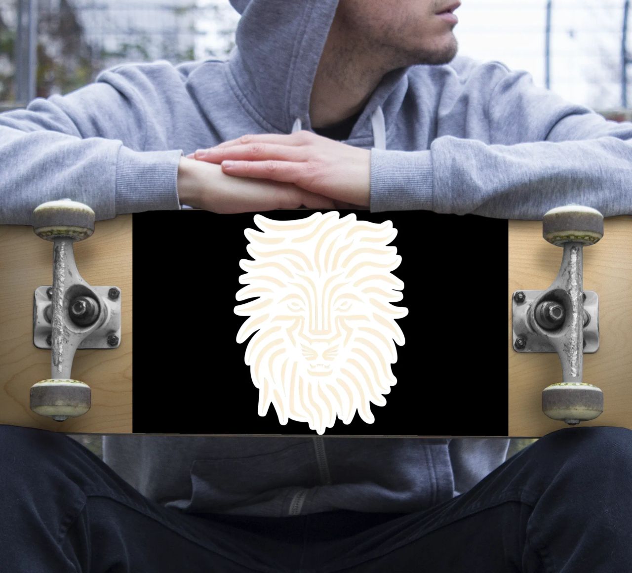 Ontwerp met leeuwenkop sticker van Autofocus