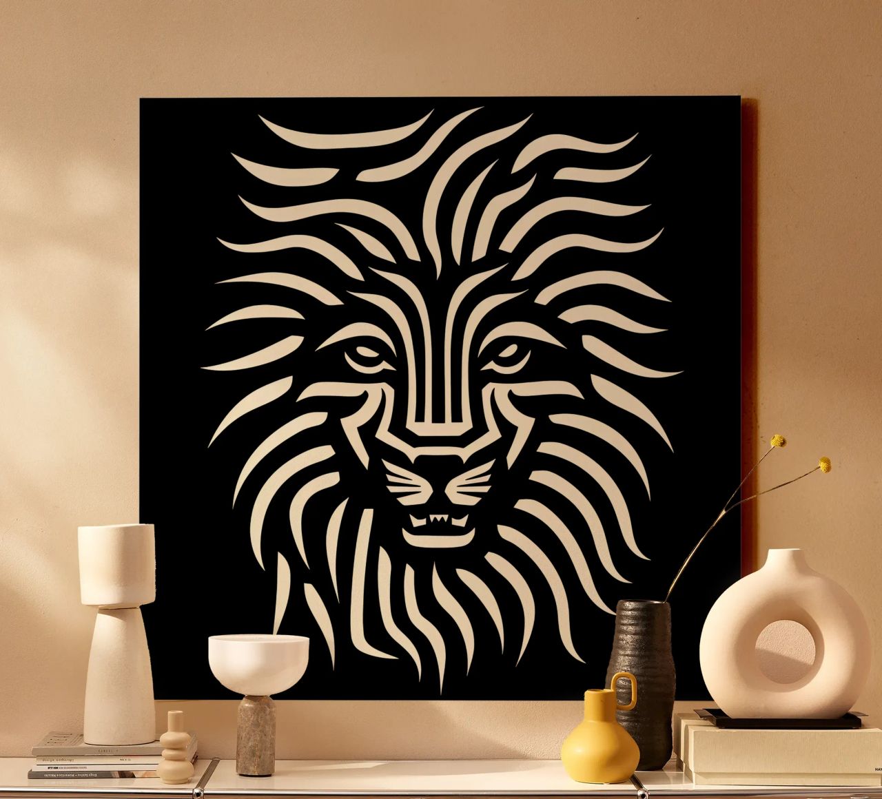 Ontwerp met leeuwenkop canvas van Autofocus