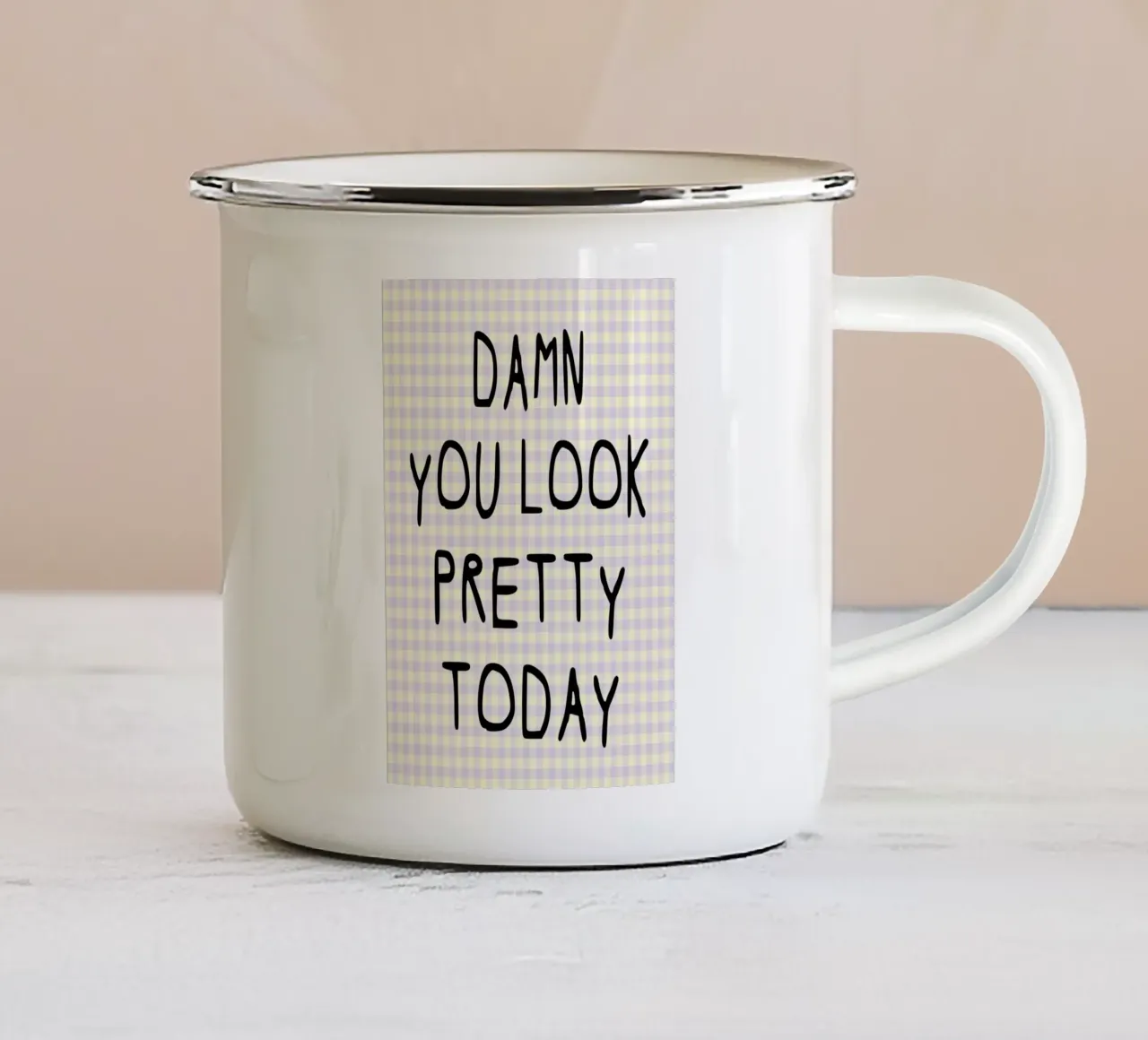 Oggi sei proprio bella tazza in smalto da the gondols