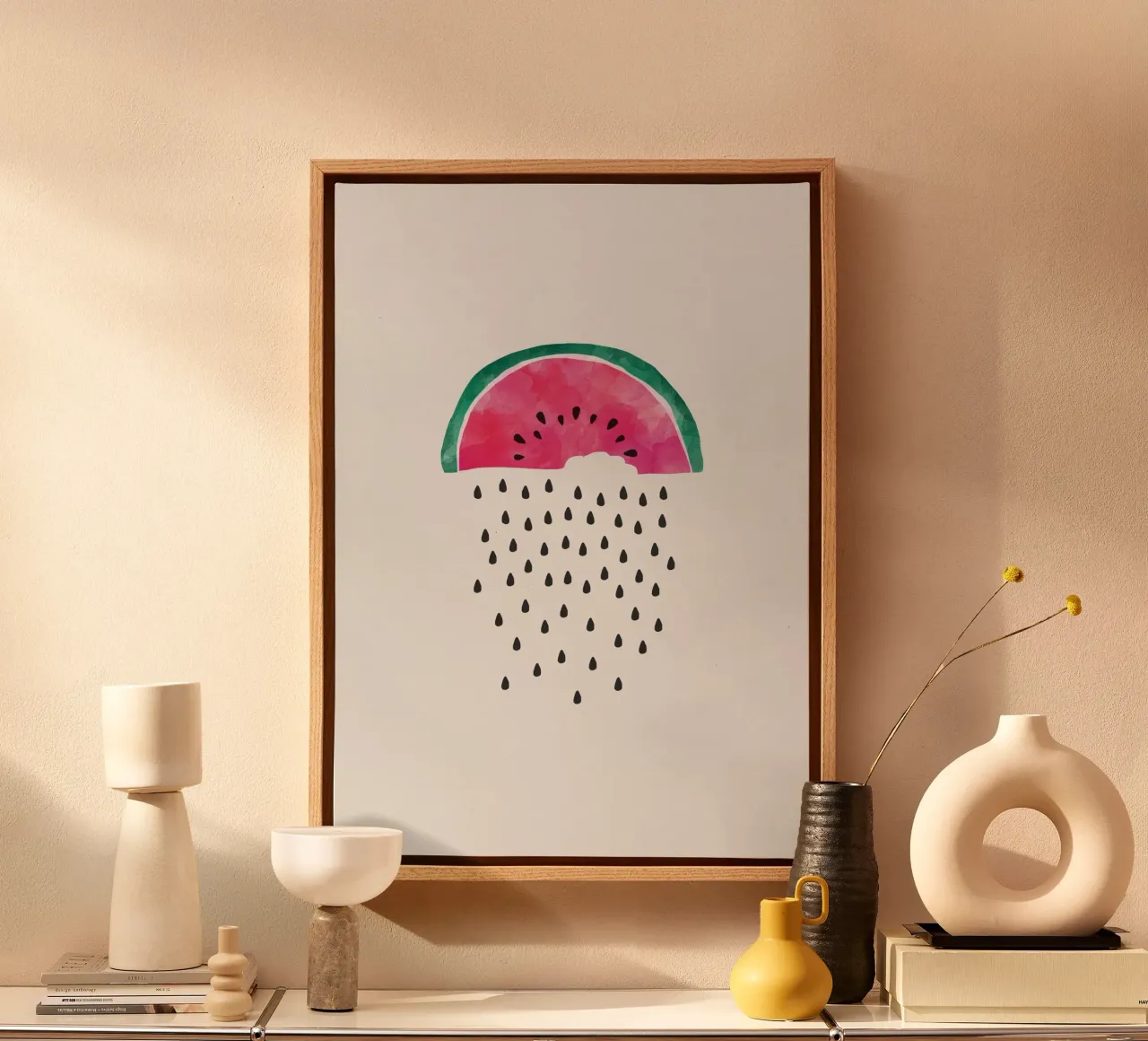 Wassermelone Regen Leinwand mit Schattenfugenrahmen von Orara Studio