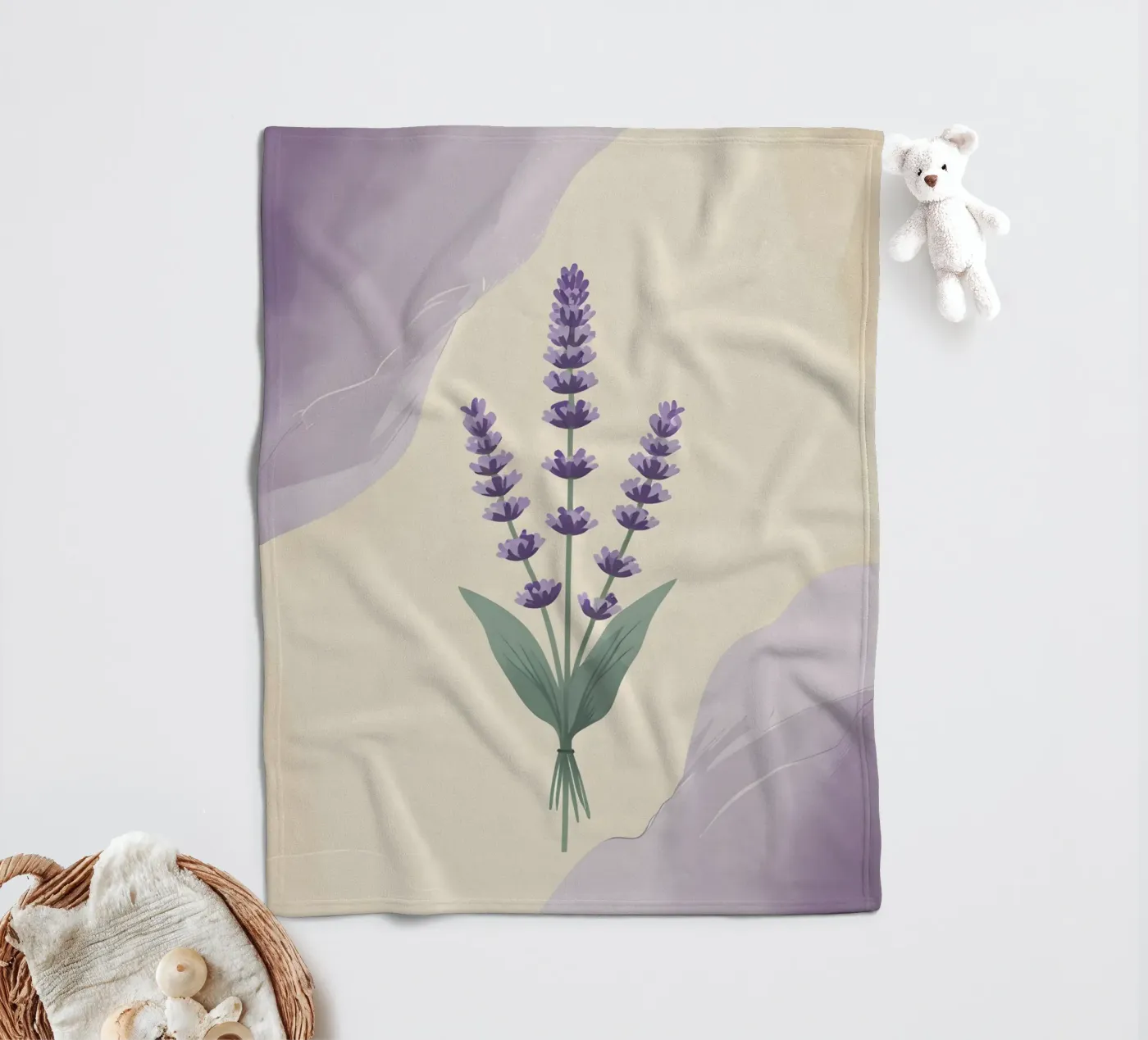 lavender vector fleece blanket by botanical shop