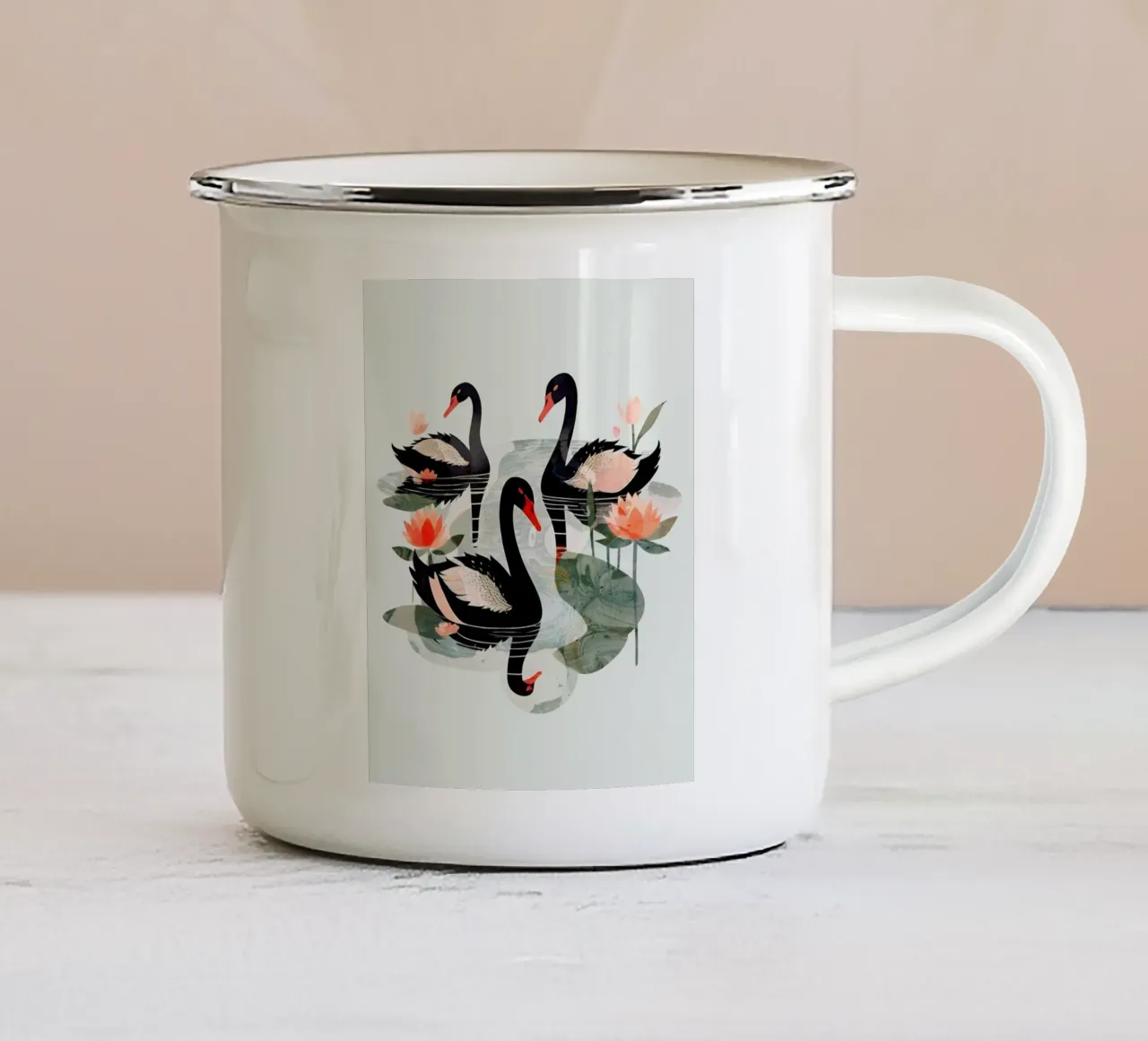 Cigni neri tazza in smalto da 83oranges