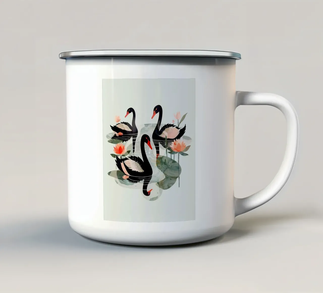 Cigni neri tazza in smalto da 83oranges