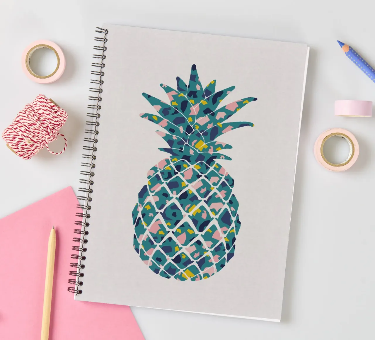 Teal Pineapple spiral notebook by Orara Studio