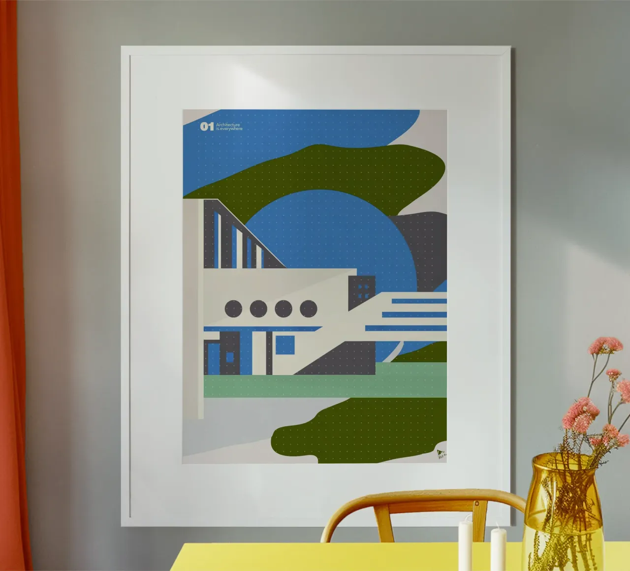 L'architecture est partout -bleu hahnemühle de Keva Epale