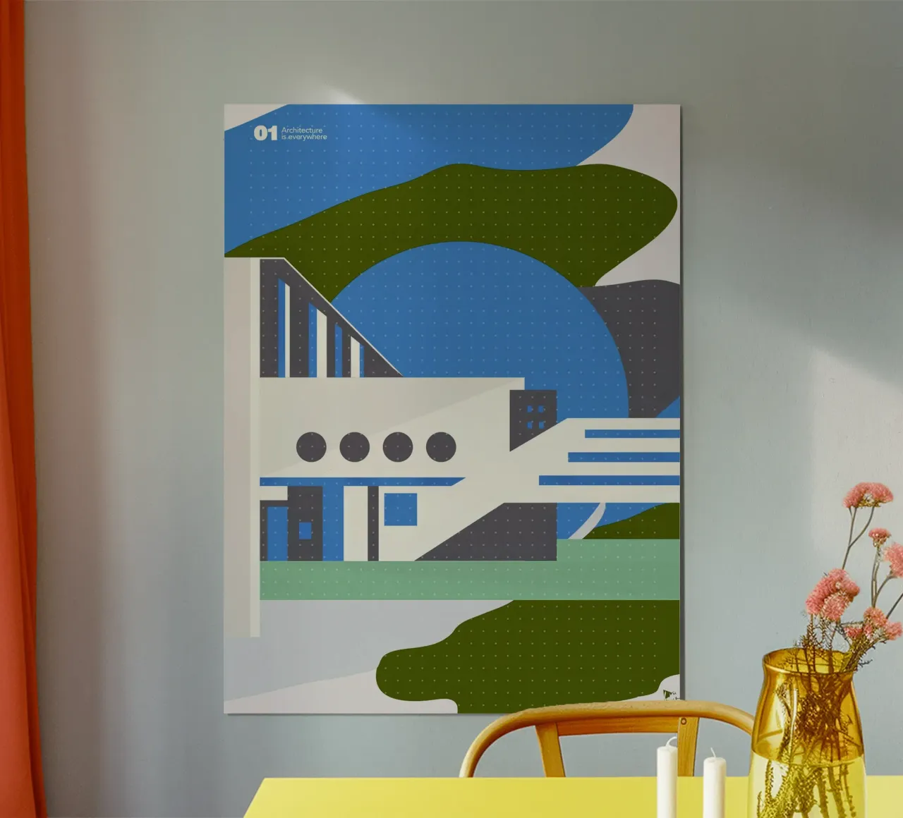 L'architecture est partout -bleu hahnemühle de Keva Epale