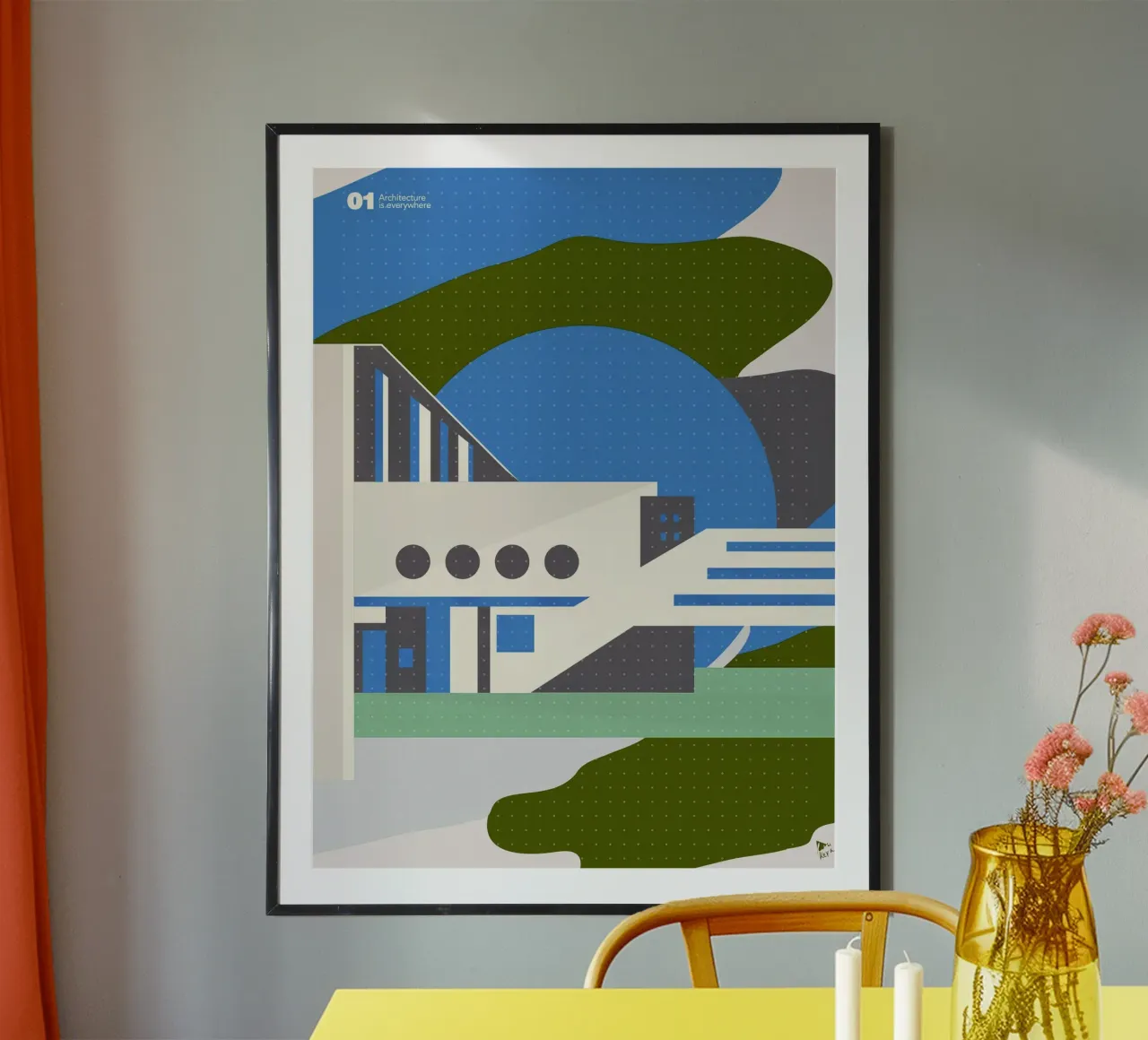 L'architecture est partout -bleu hahnemühle de Keva Epale