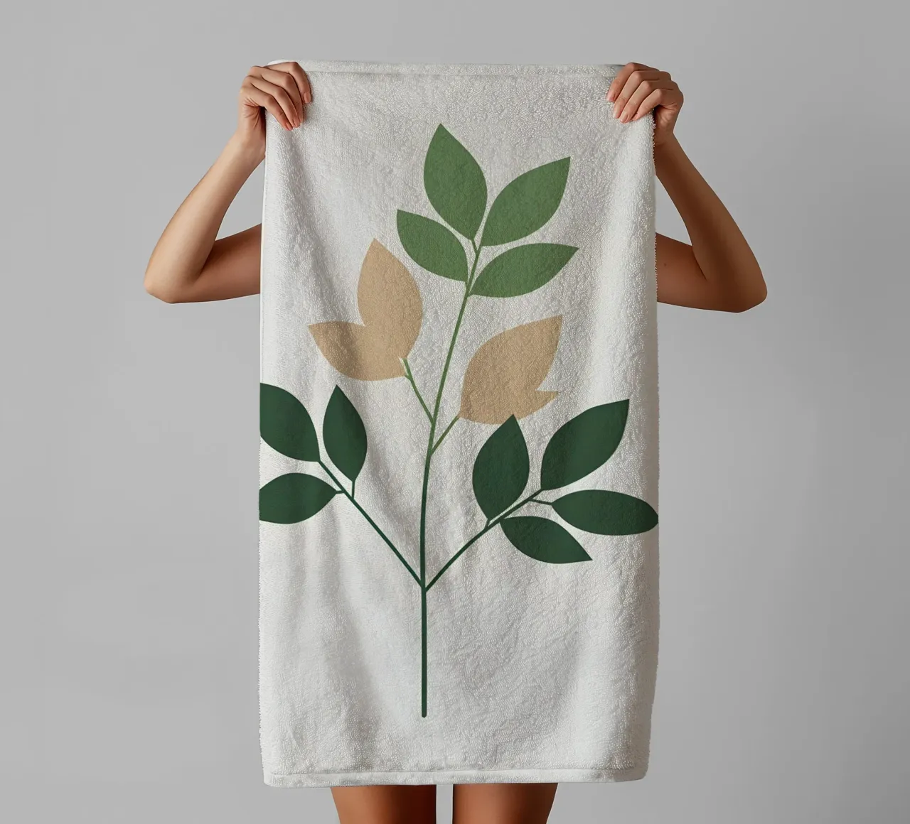 simple branch with tree leaf towel by botanical shop