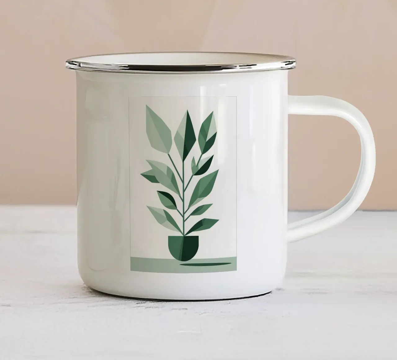 pianta geometrica tazza in smalto da botanical shop