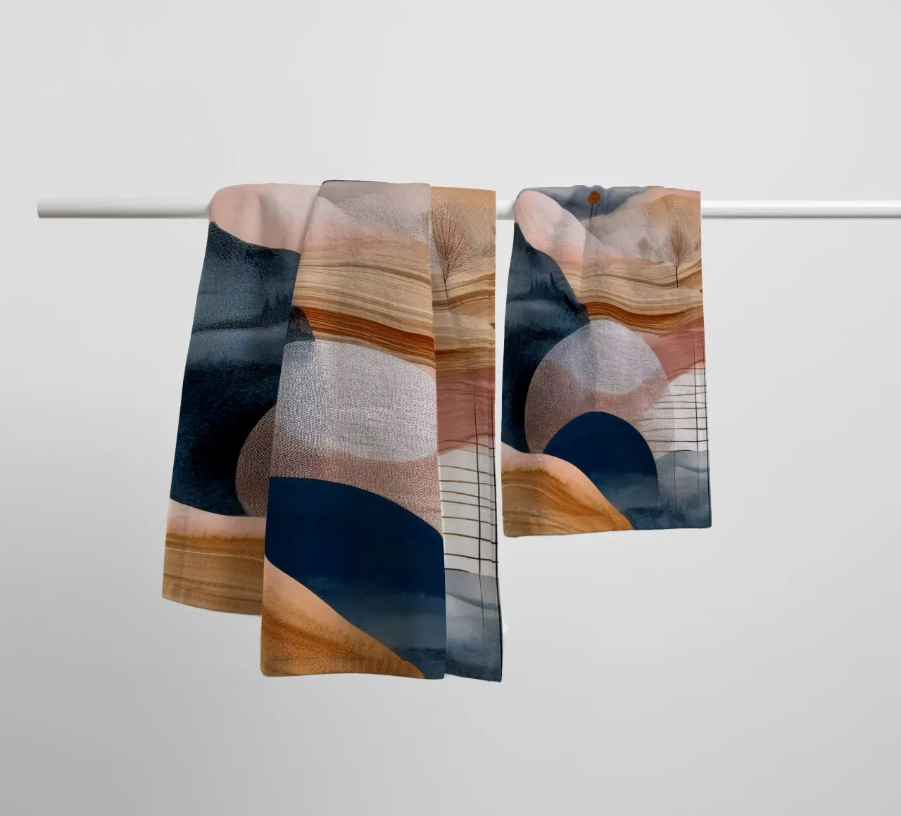 Landschap, abstract, kunst #4 badhanddoek van Hightown Design