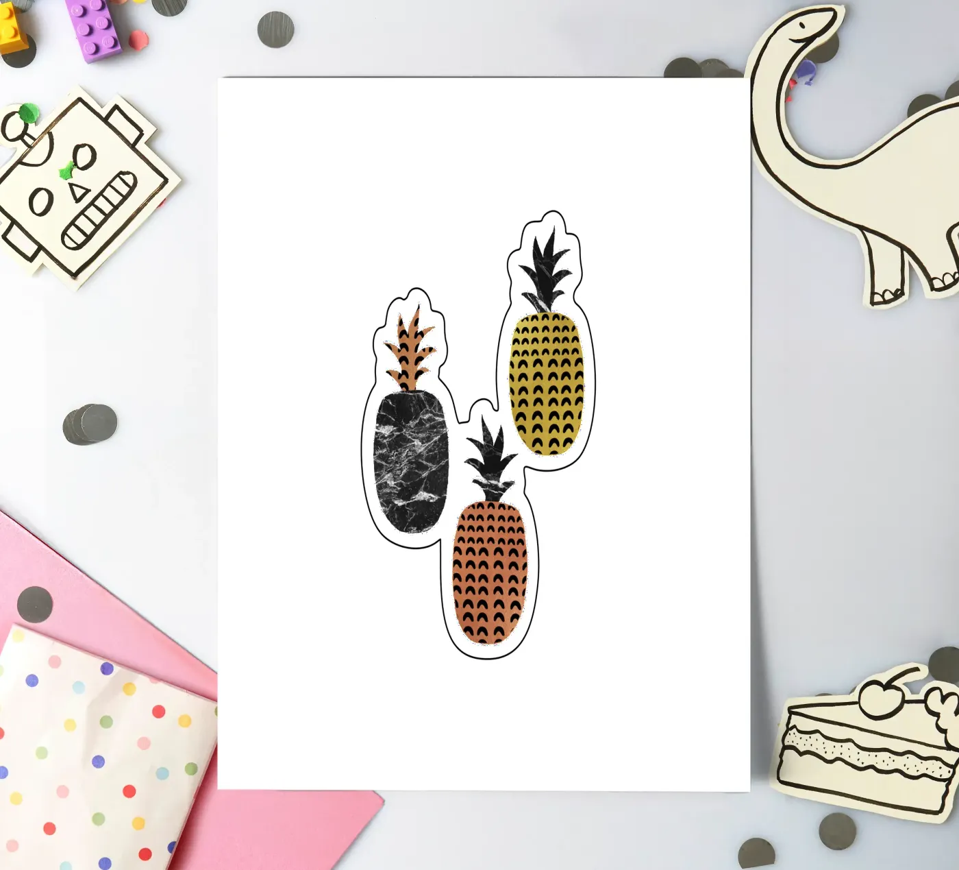 Scandi Pineapples sticker sheet by Orara Studio