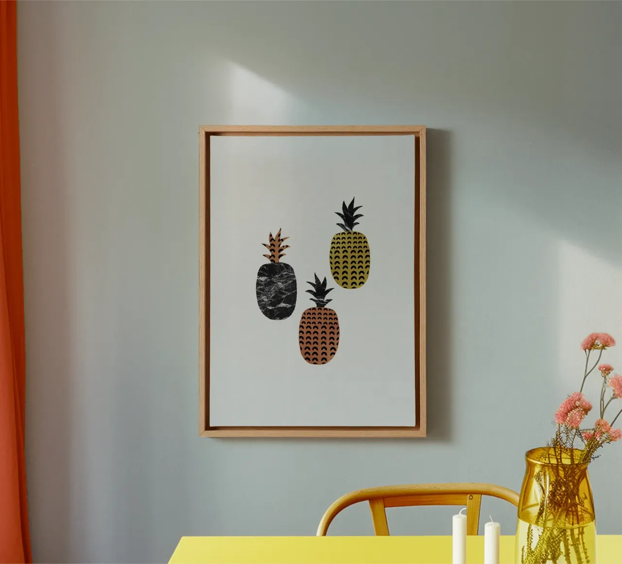 Scandi Pineapples tela con Cornice a cassetta da Orara Studio