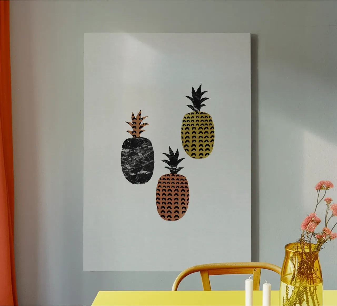 Scandi Pineapples tela con Cornice a cassetta da Orara Studio