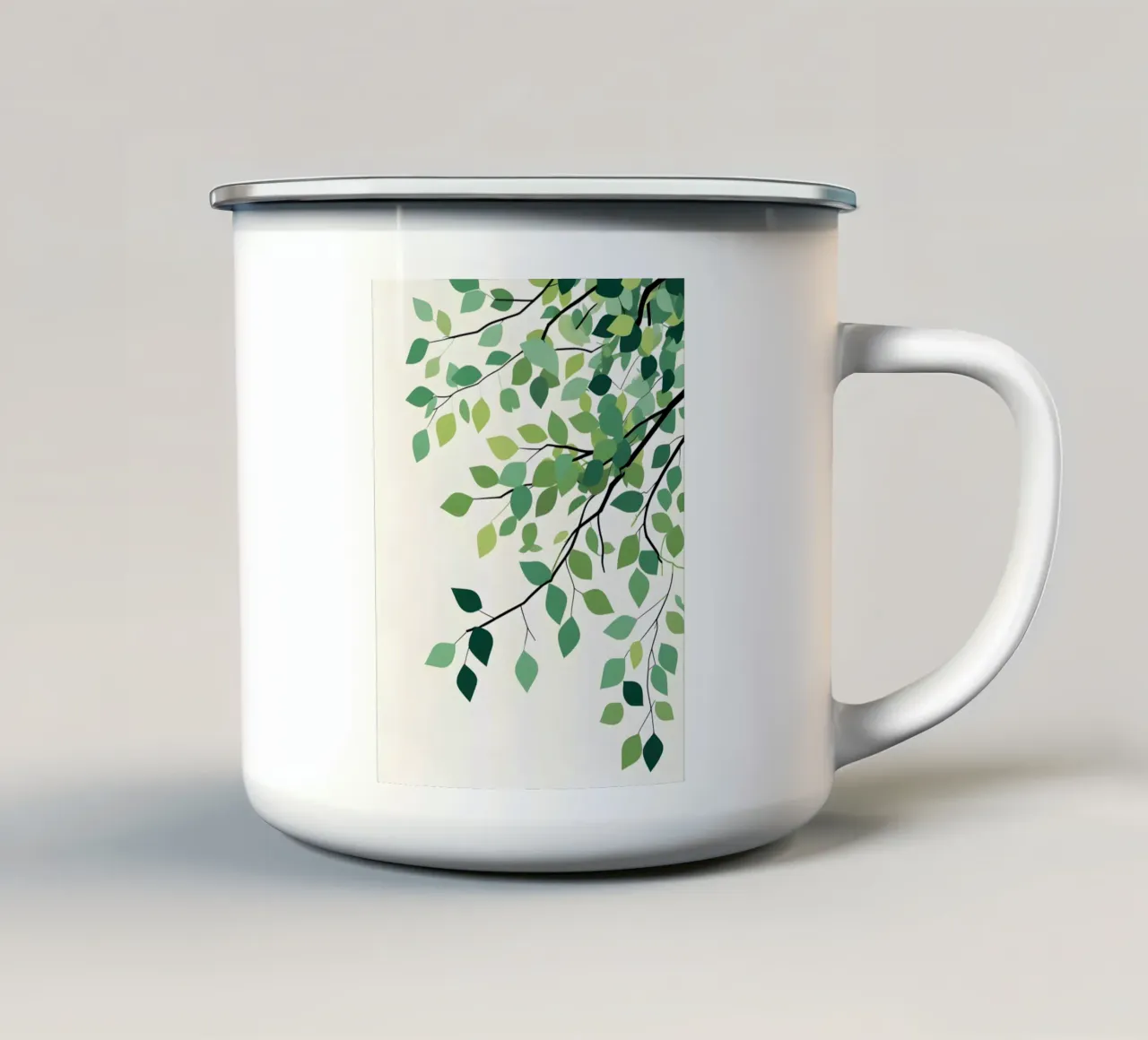 ramo con foglia cadente tazza in smalto da botanical shop