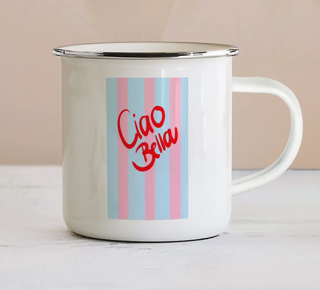 Ciao Bella taza de esmalte de Hej Ibiza by Ute Arnold