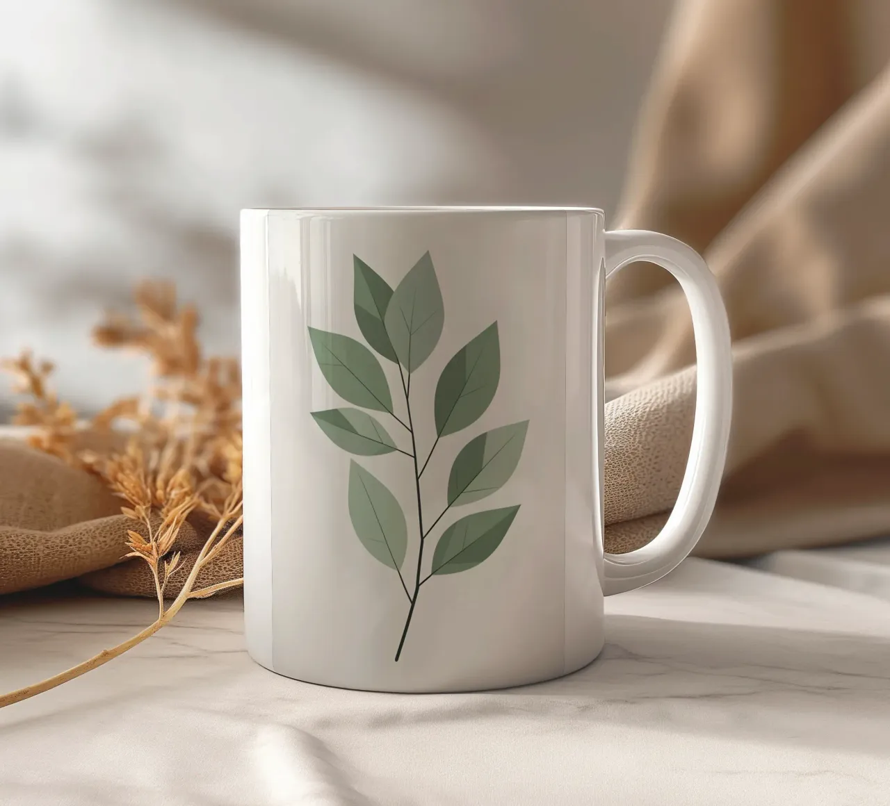 vector leaf ceramic mug by botanical shop