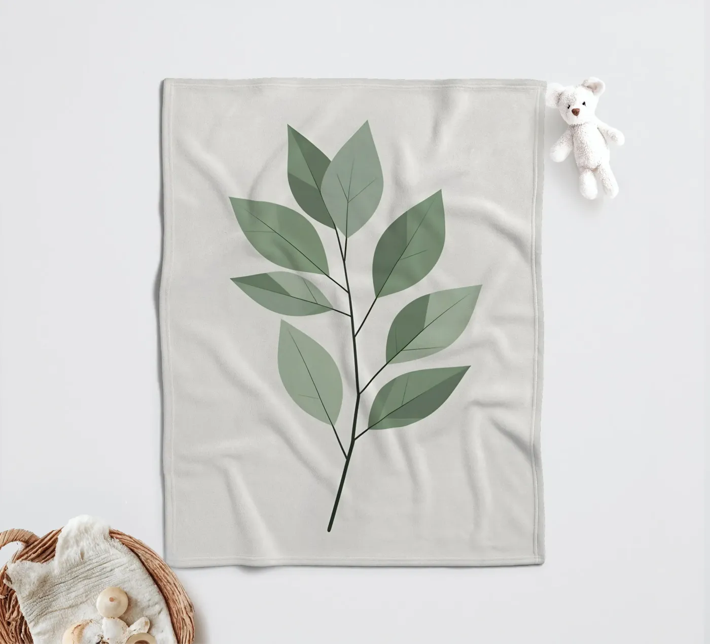 vector leaf fleece blanket by botanical shop