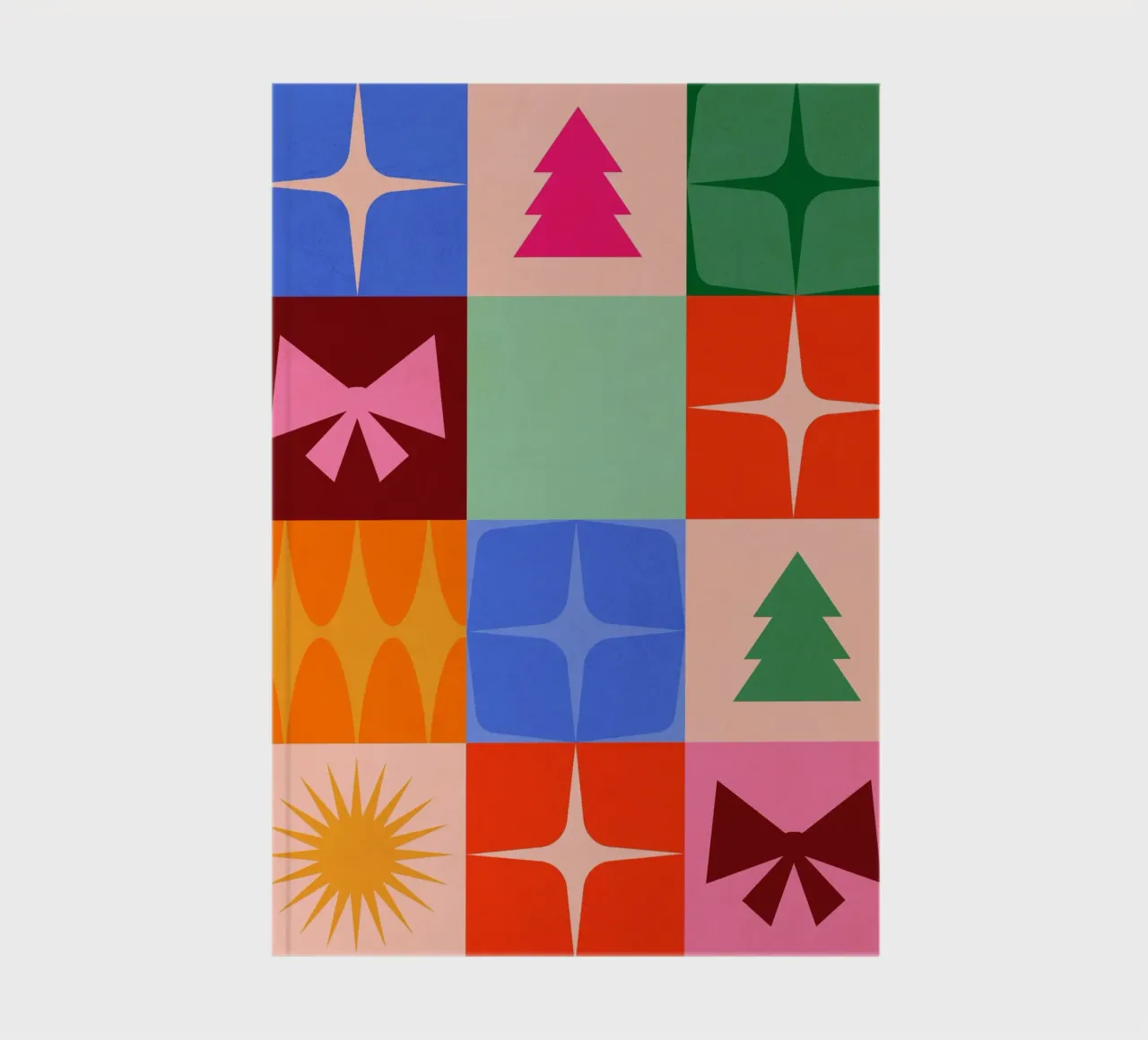 Festive Mid-mod check pattern with Christmas icons notebook by Dominique Vari Christmas