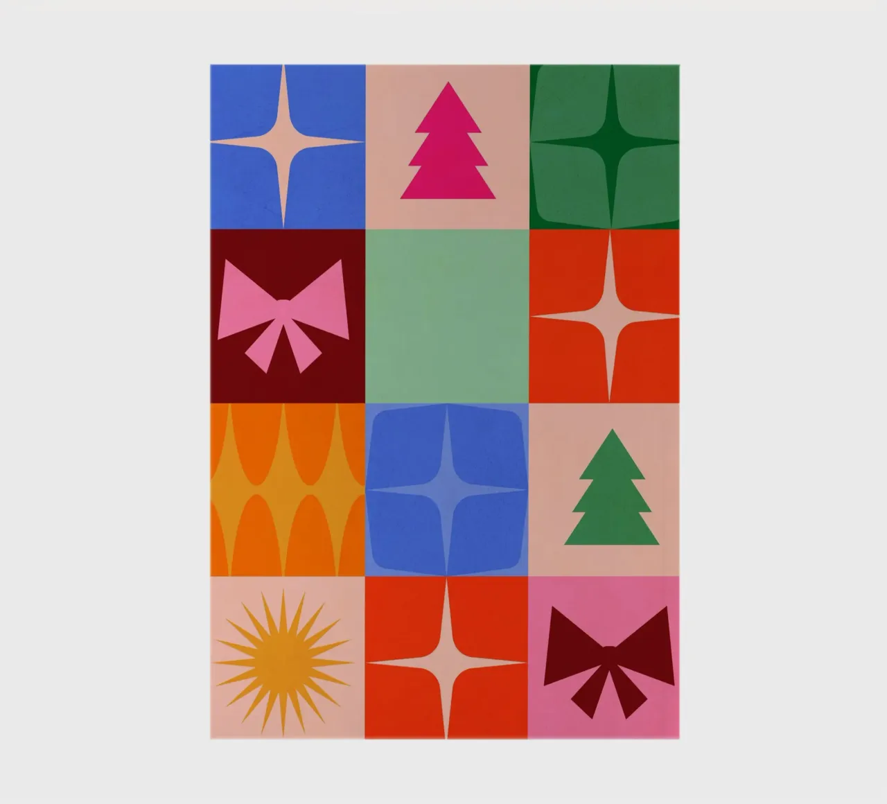 Festive Mid-mod check pattern with Christmas icons notebook by Dominique Vari Christmas