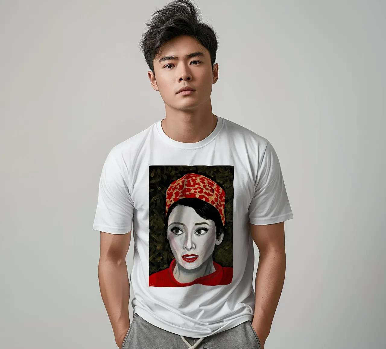 Audrey Hepburn in rosso t-shirt da Interior Edit & House Staging