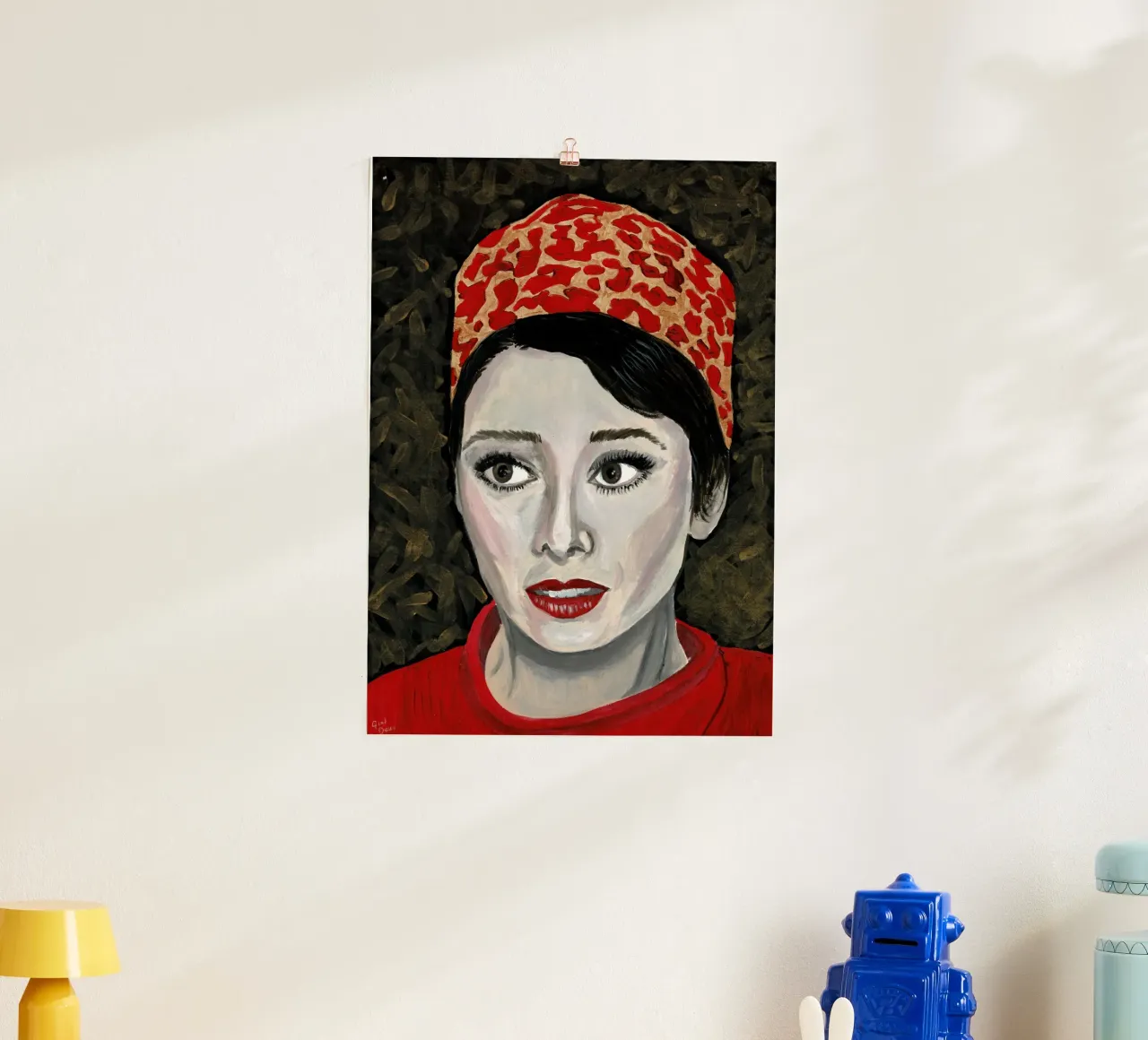 Audrey Hepburn in rosso carta hahnemühle da Interior Edit & House Staging