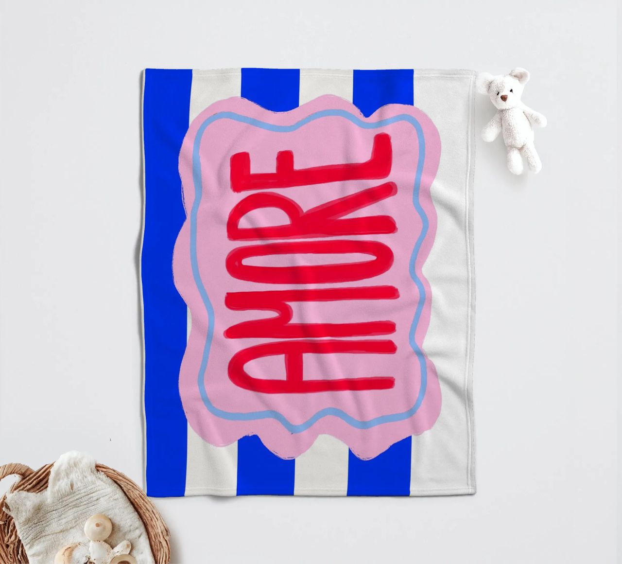 Amore stripes fleecedeken van Hej Ibiza by Ute Arnold