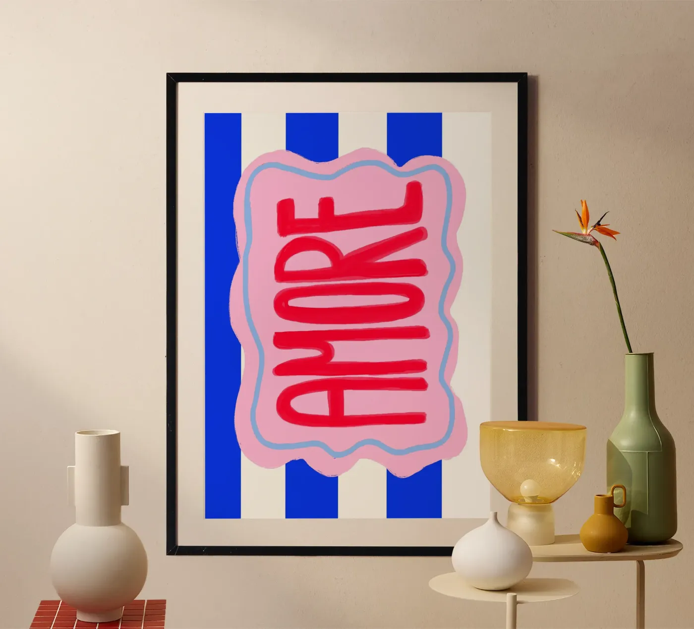 Amore stripes poster by Hej Ibiza by Ute Arnold