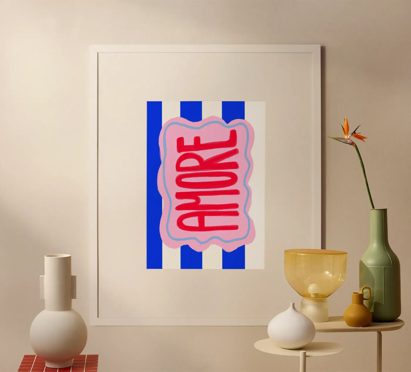 Amore stripes poster by Hej Ibiza by Ute Arnold