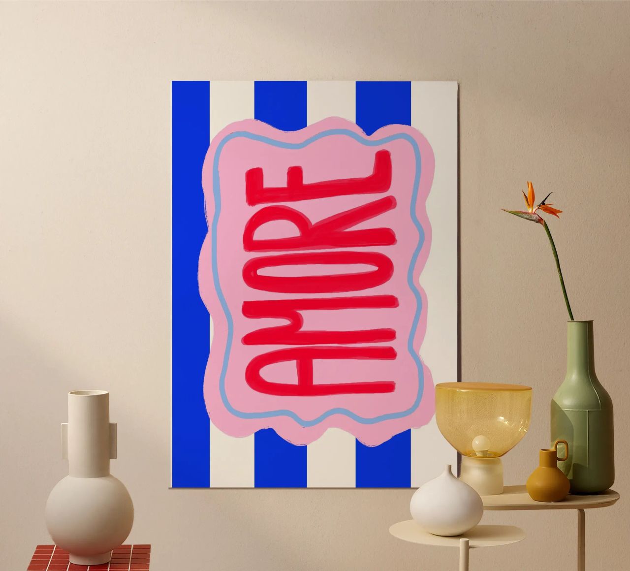Amore stripes poster con marco de plástico de Hej Ibiza by Ute Arnold