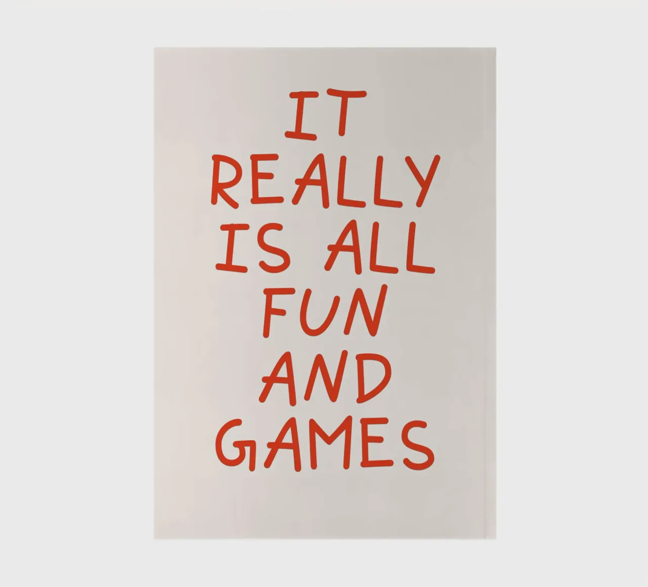 It’s All Fun and Games, Playful Quote, Minimal Typography notebook by EverLuvv Studio