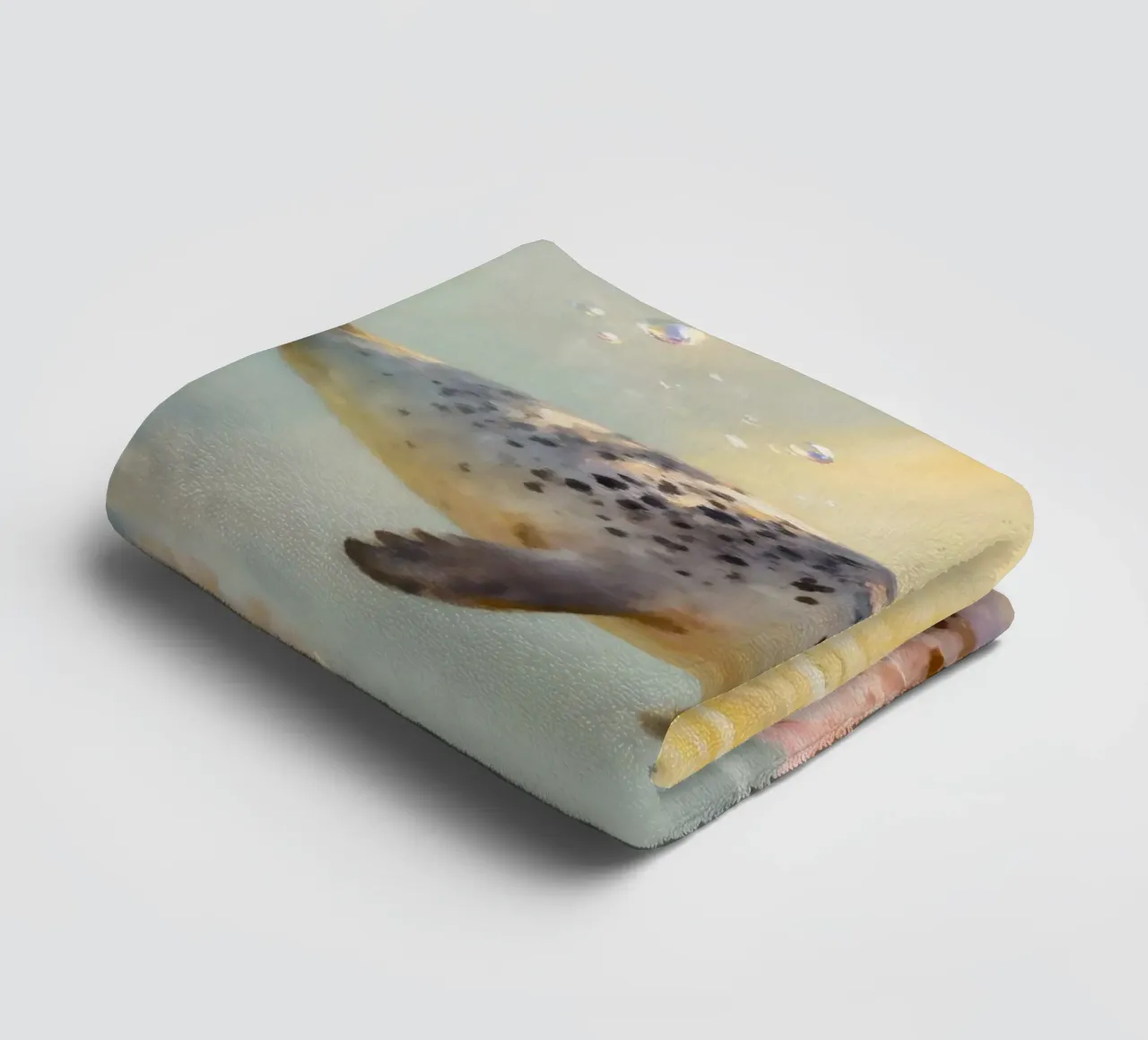 ✨🦭 Barriera corallina d'oro e foca maculata in una luce soffusa asciugamano da bagno da Trinkets NL Design Studio