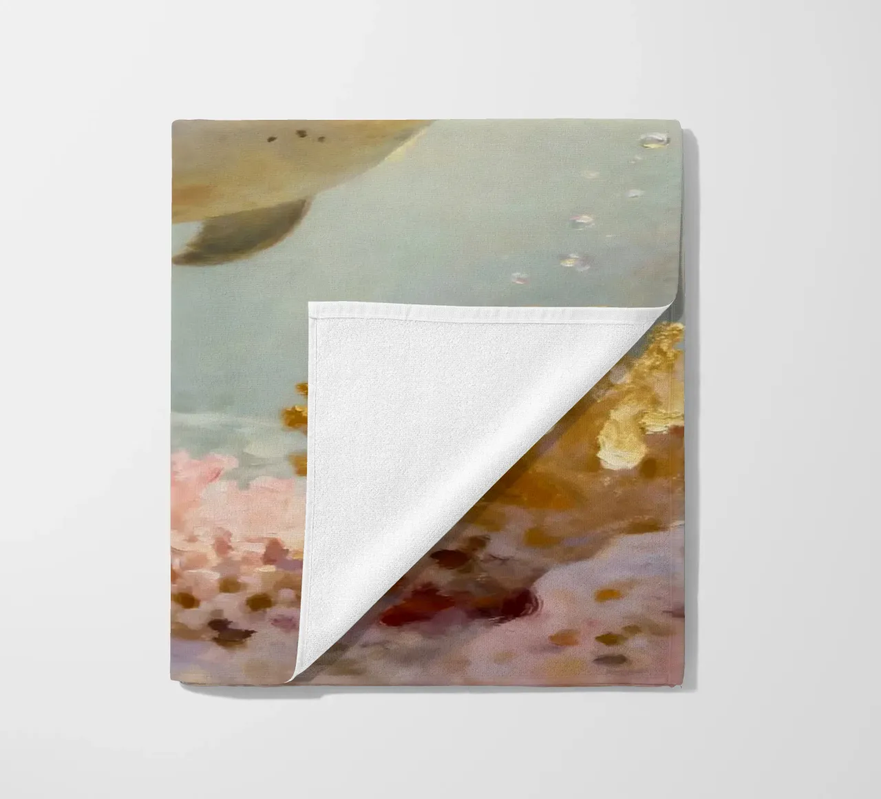 ✨🦭 Barriera corallina d'oro e foca maculata in una luce soffusa telo mare da Trinkets NL Design Studio