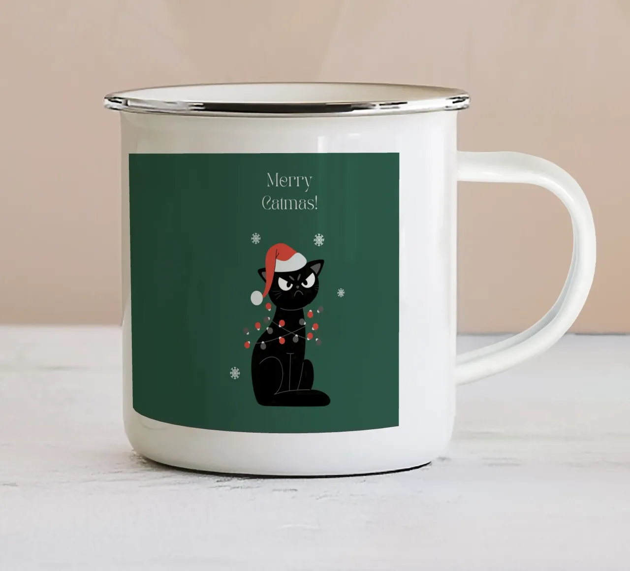 Merry Catmas tazza in smalto da PurePeachChristmas