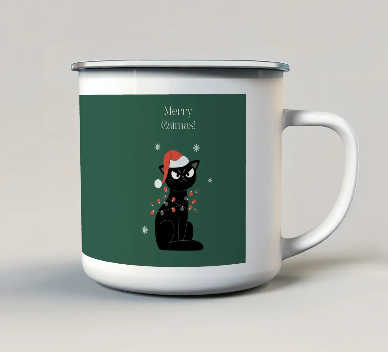 Merry Catmas tazza in smalto da PurePeachChristmas