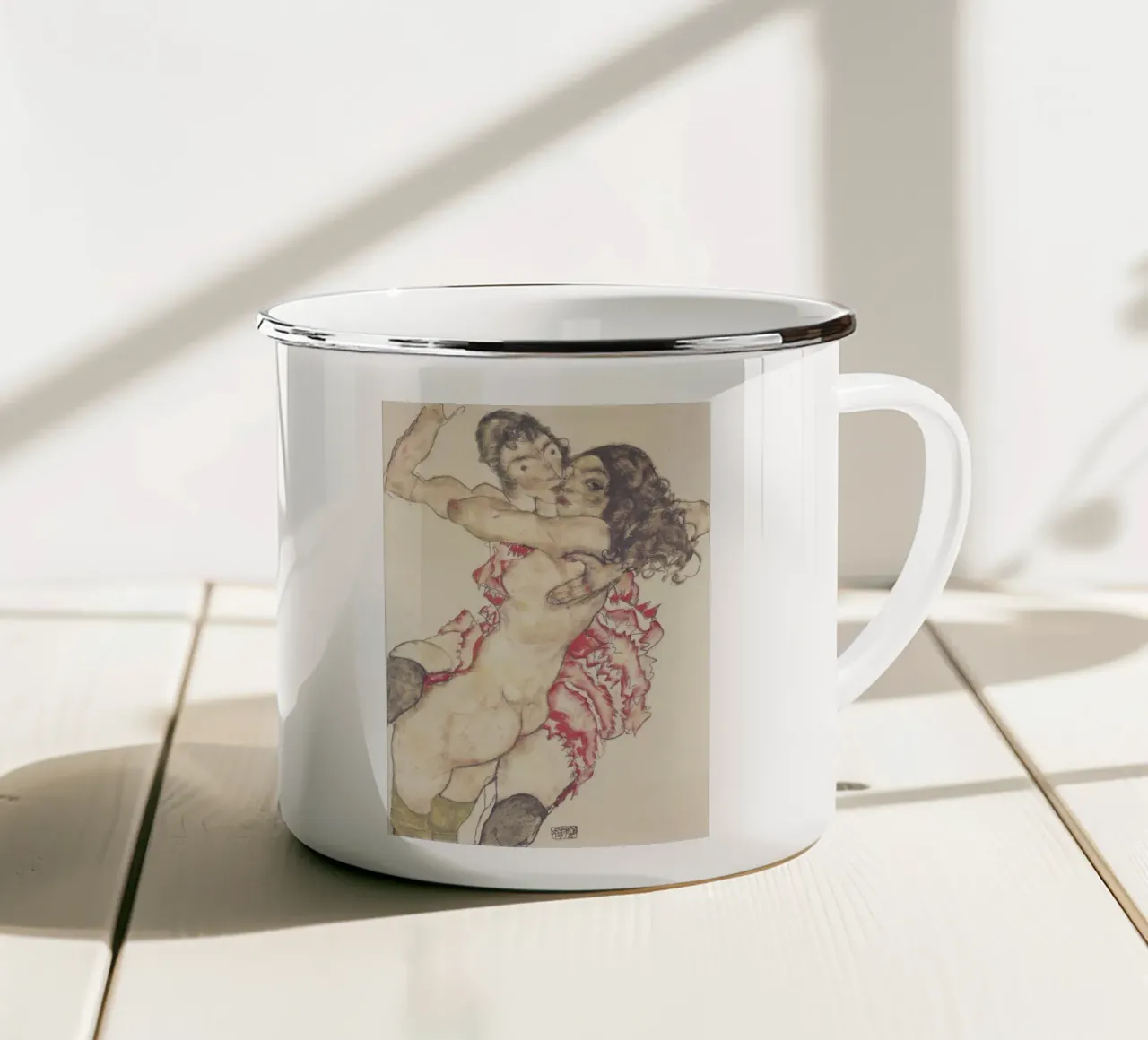 Egon Schiele Due amici 1915 tazza in smalto da 100 masterpieces