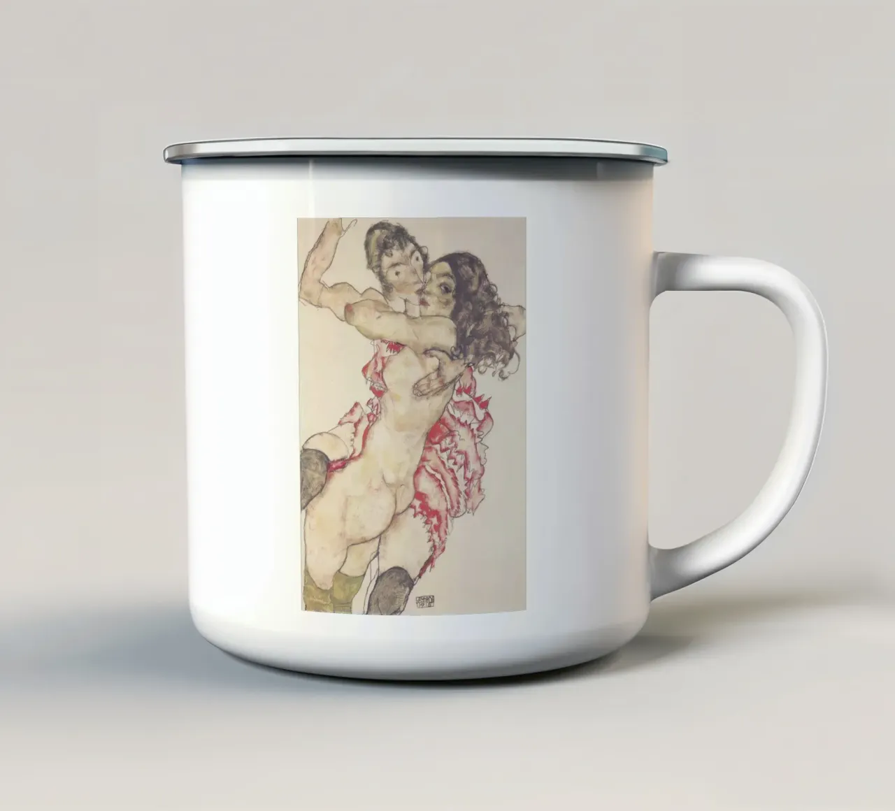 Egon Schiele Due amici 1915 tazza in smalto da 100 masterpieces