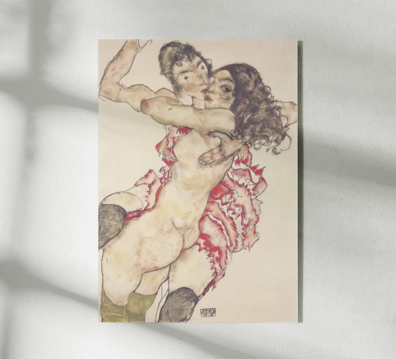 Egon Schiele Due amici 1915 plexiglass da 100 masterpieces