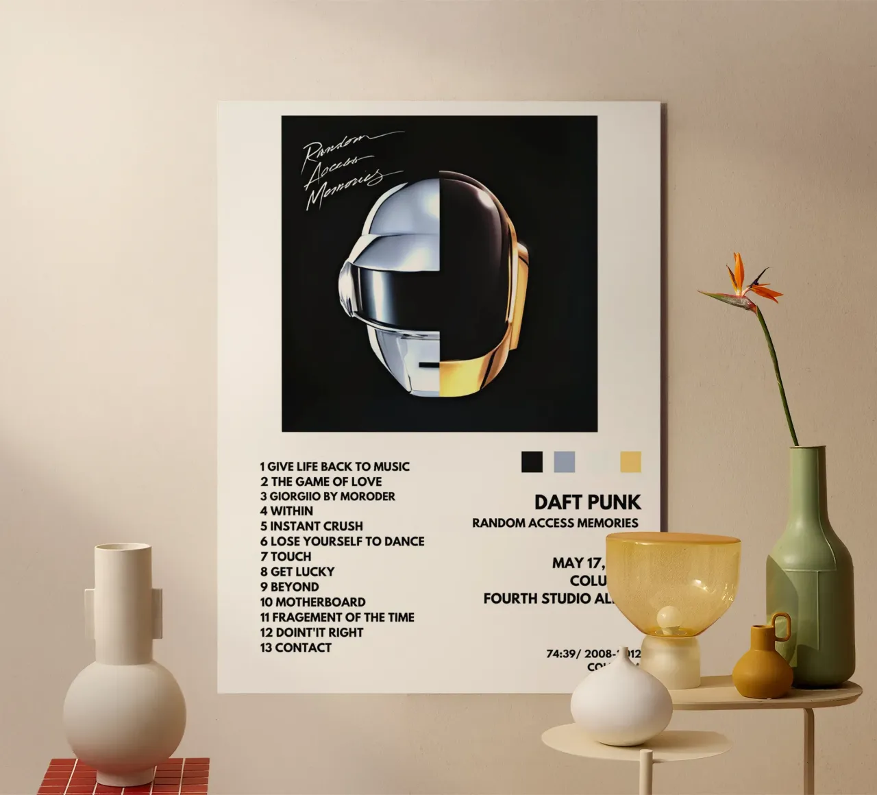 Daft Punk Random Access Memories Tracklists alluminio dibond da Linda Tobrut