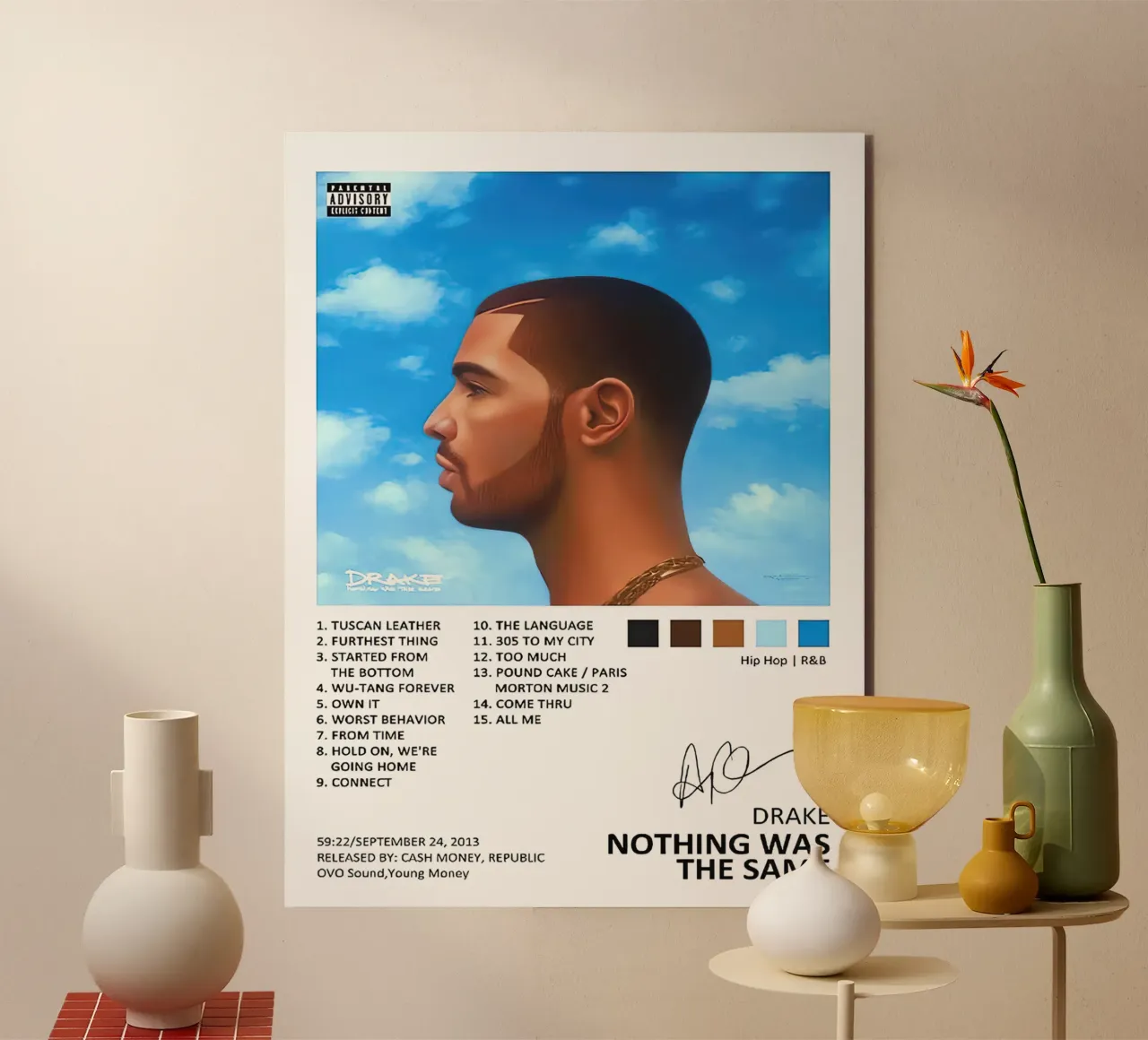 Drake Nothing Was The Same Tracklists alluminio dibond da Linda Tobrut