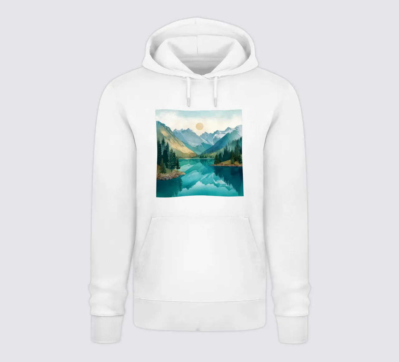 Serene Alpine Lake Reflection felpa con cappuccio da Dune