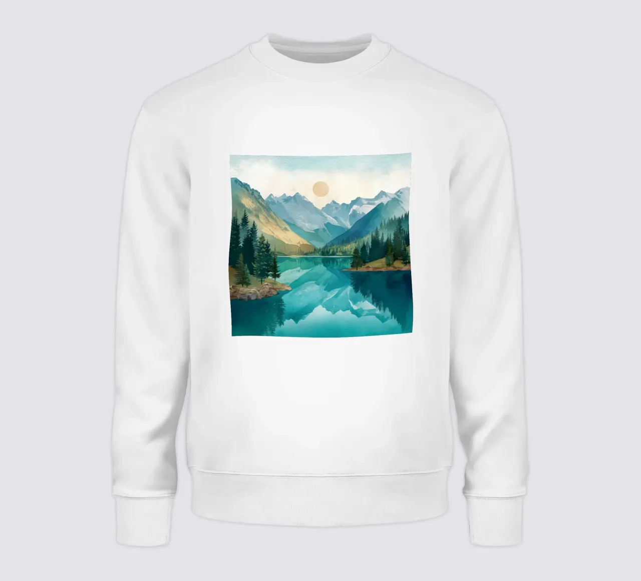 Serene Alpine Lake Reflection sweatshirt by Dune
