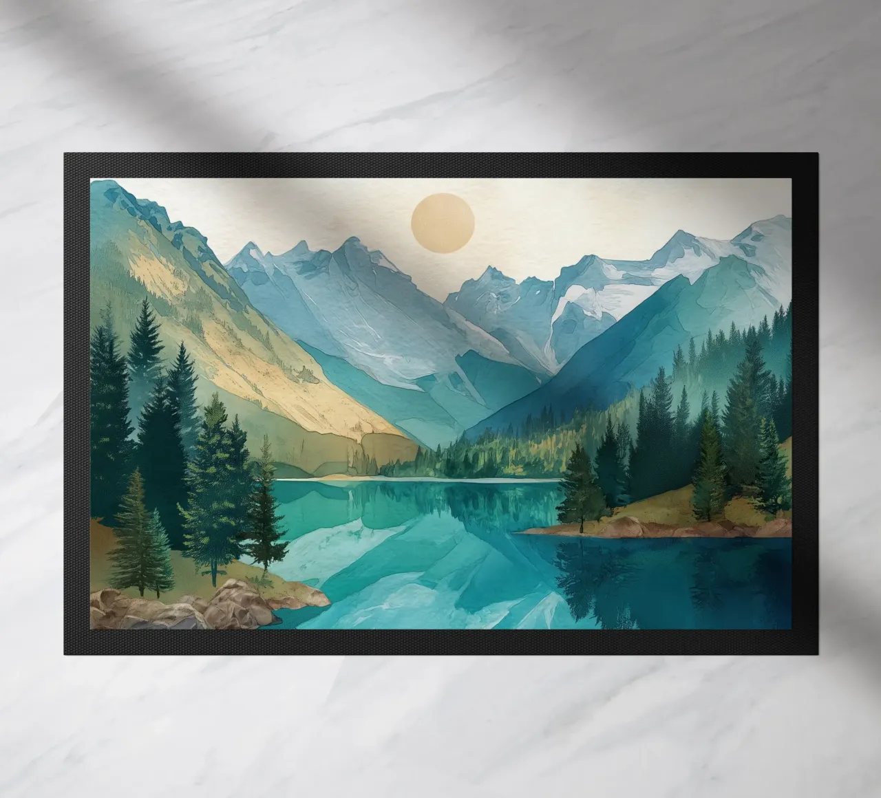 Serene Alpine Lake Reflection zerbino da Dune