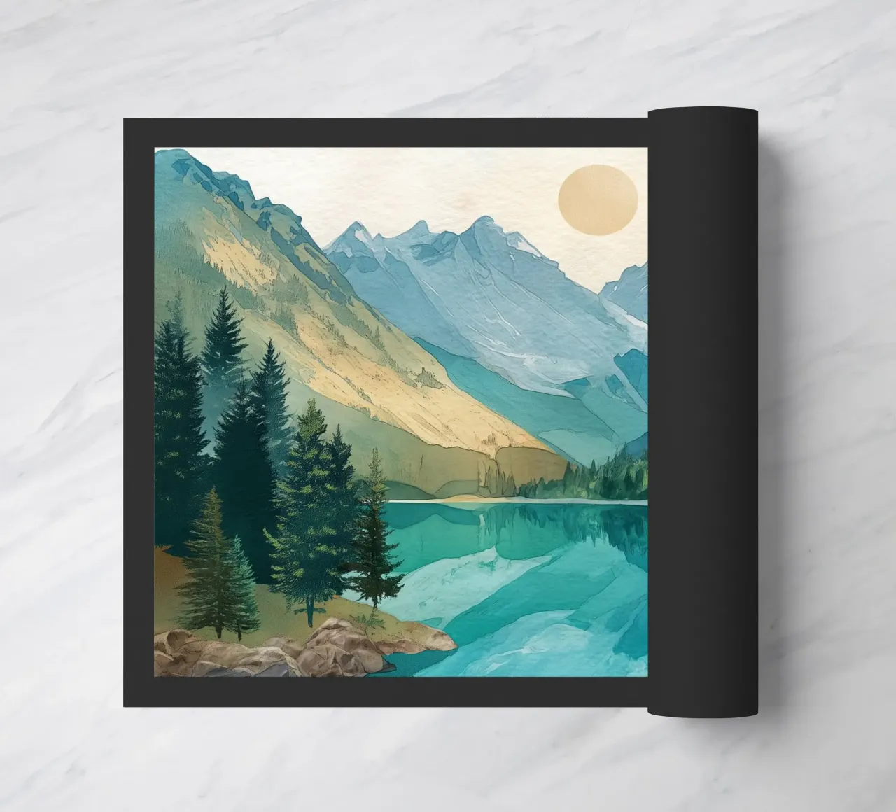 Serene Alpine Lake Reflection zerbino da Dune