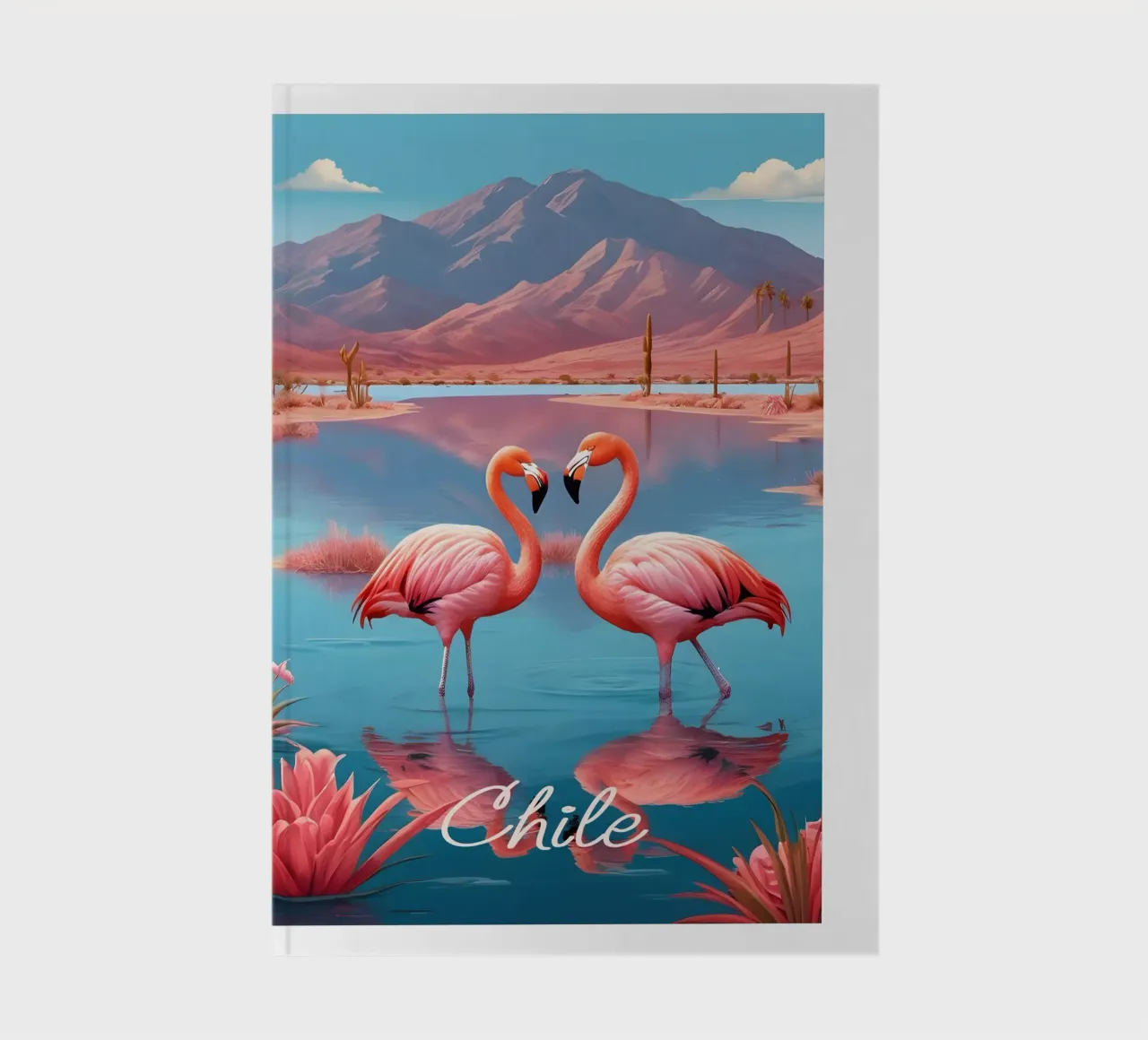 Chile Flamingos Print notebook by Charnwood Prints