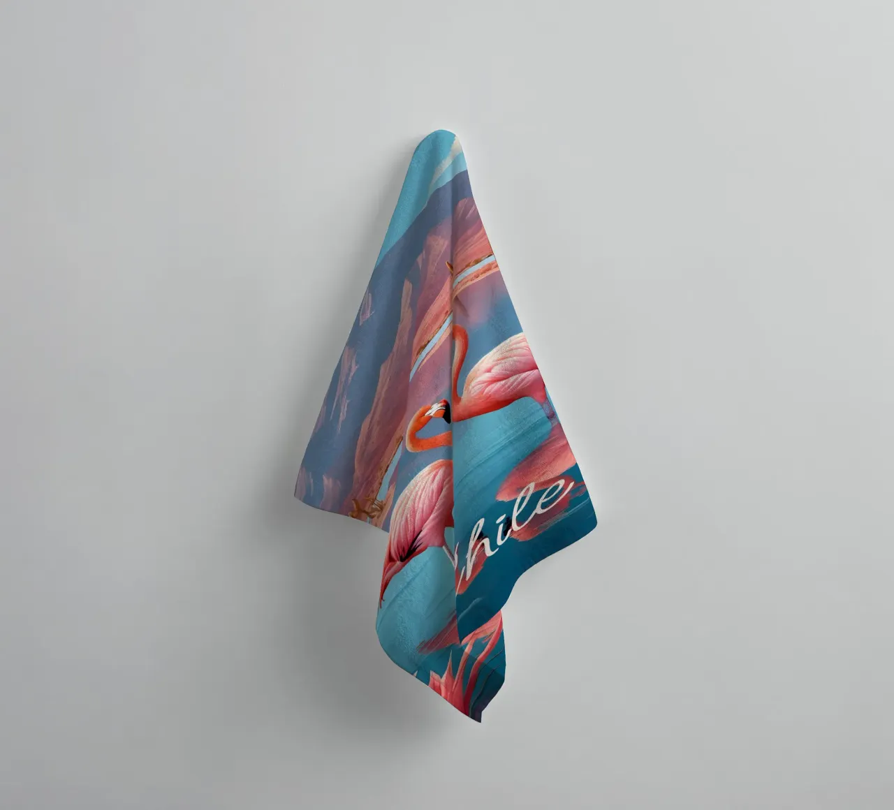 Chile Flamingos Print towel by Charnwood Prints