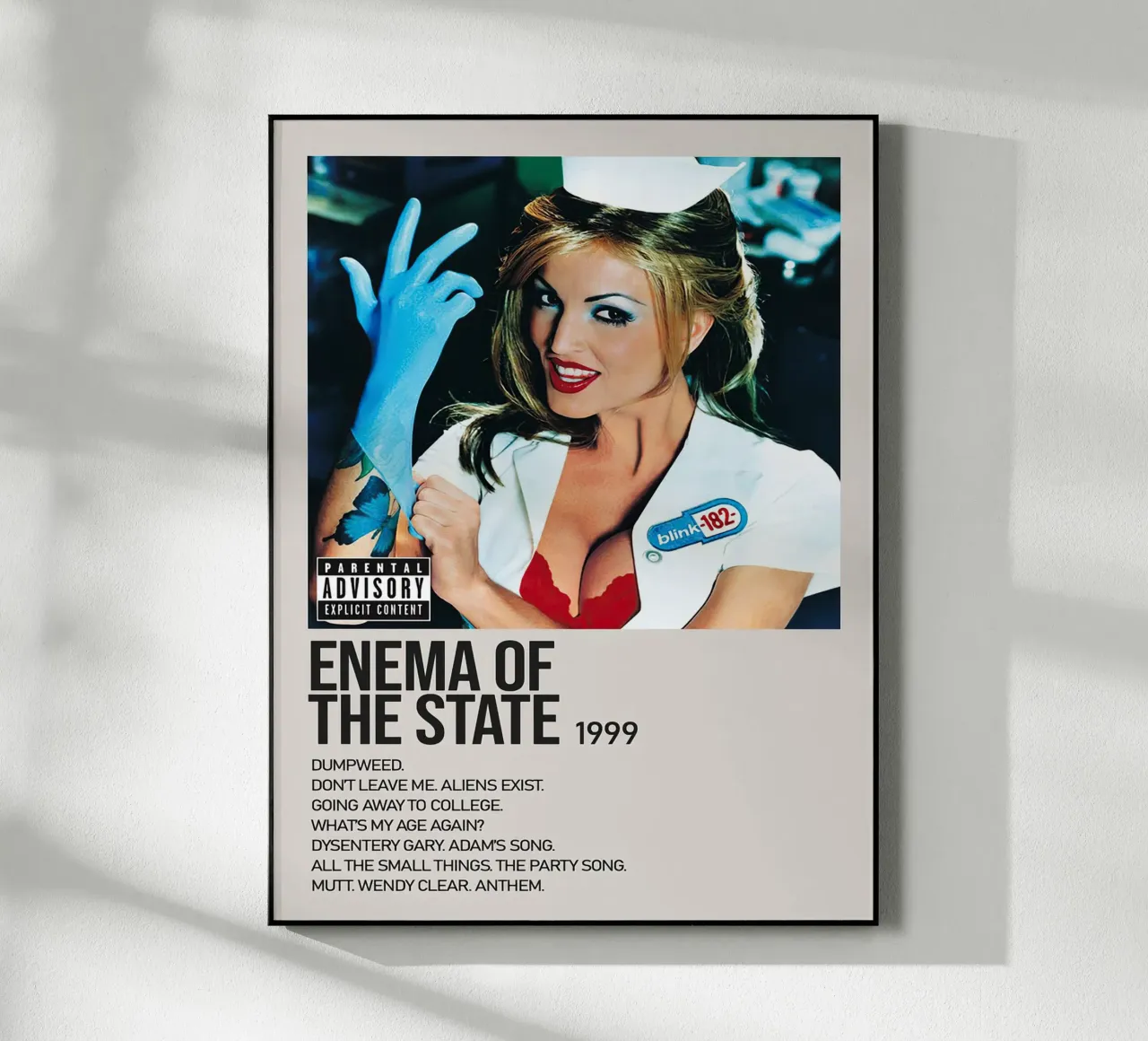 Blink 182 Enema Of The State Tracklists plexiglass da Linda Tobrut