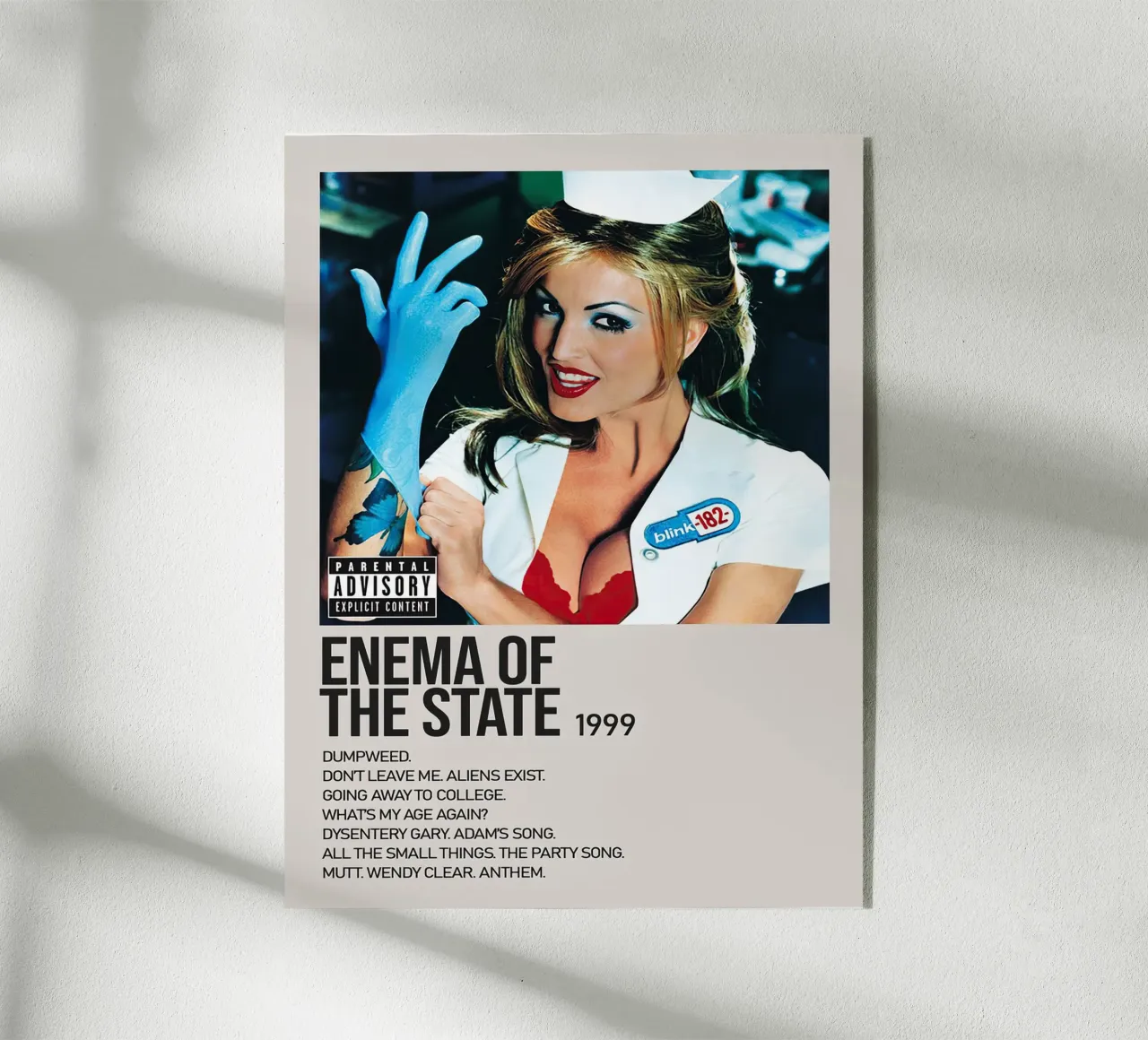 Blink 182 Enema Of The State Tracklists plexiglass da Linda Tobrut