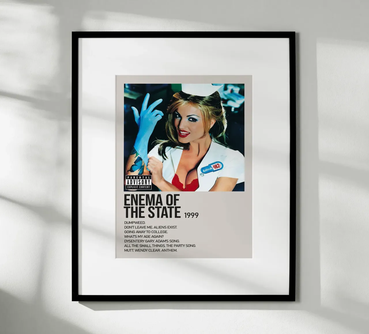 Blink 182 Enema Of The State Tracklists poster da Linda Tobrut